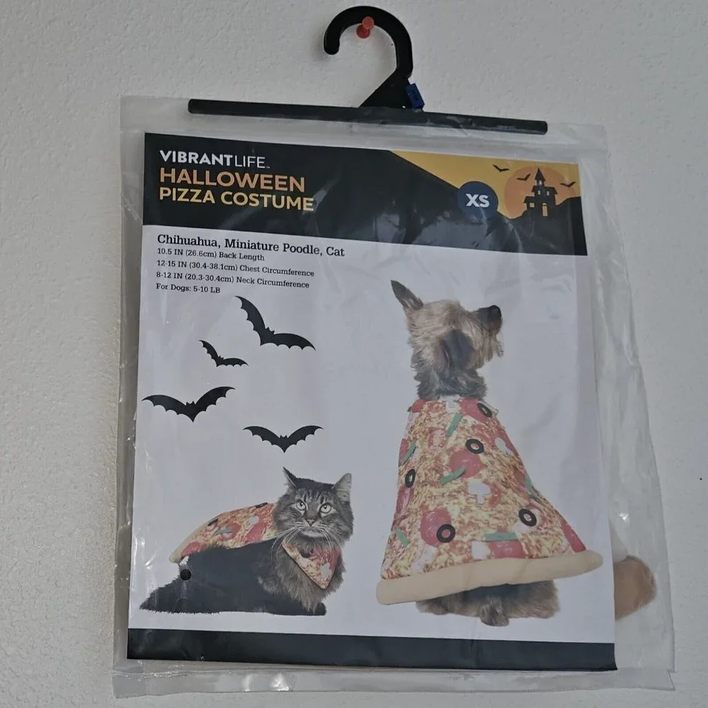 NEW Pizza Costume 1-Pc Pet Size XS Cat Dog (5-10 lbs) Halloween Vibrant Life